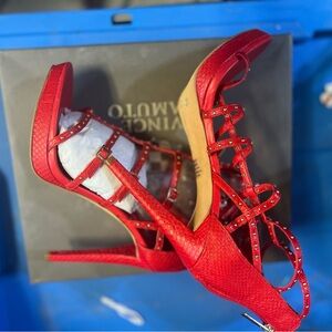 Vince Camuto Strappy Heels - Cherry
